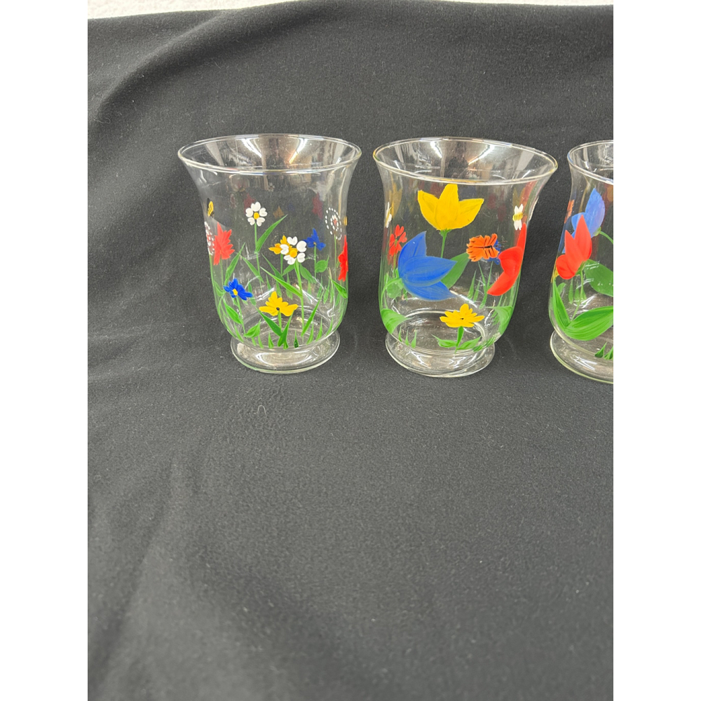 Set of 4 Hand‎ Painted Glasses, Pew-Owned